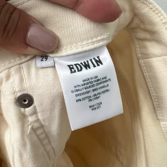 Edwin Vanilla Cream Bree Straight Leg Raw Hem Jeans Size 29 Womens - Picture 3 of 5
